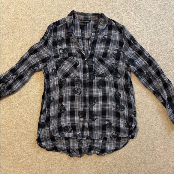 Rock & Republic Tops - Rock & Republic Black and Gray Plaid Shirt